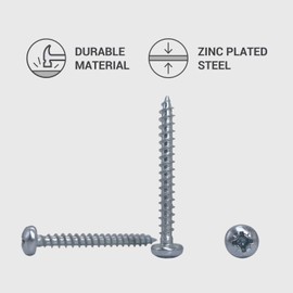 (Pack of 40 pcs) DIN 7981 Zinc Plated Steel 4.5 x 40 mm Wood Screws, Chipboard Screws with Pan Head, Universal Pozi-Drive Screw (40, 4.5 x 40 mm)