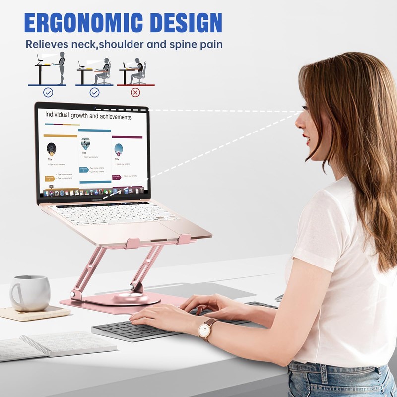 JOYEKY Laptop Stand for Desk, Adjustable Computer Stand with 360°