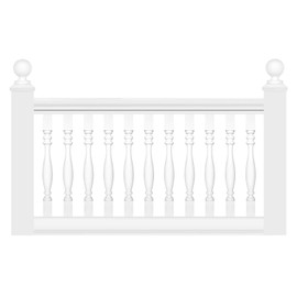 HEXIM Light Balustrade - Railing / Parapet Made of PU Plastic White, Choice of All Components - Perfect M1010 (Baluster M1011)