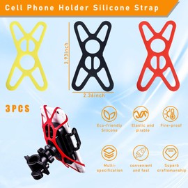 Ziciner 3 PCS Bike Phone Mount Holder Band, Elastic Smart Phone Security Silicone Strap for Motorcycle Bike Phone Mount, Universal Bike Accessories Replacement Parts for Most Cell-Phone (Style 1)