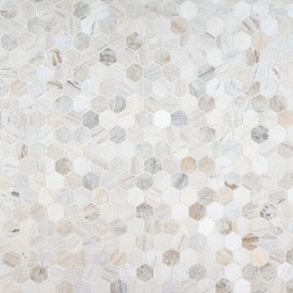 MSI Angora Polished 2' Hexagon Marble Mosaic Tile for Kitchen, Bathroom, Sample