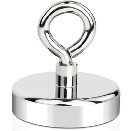 MIN CI Super Strong Neodymium Fishing Magnets, Rare Earth Magnet High Power with Countersunk Hole Eyebolt, 2.36 inch(60mm) Heavy Duty Fishing Magnets for Retrieving in River and Magnetic Fishing