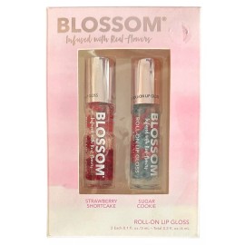 Blossom Lot of 2 BLOSSOM Lip Gloss Set - Infused w/Real Flowers - Moisturizing & Roll-On