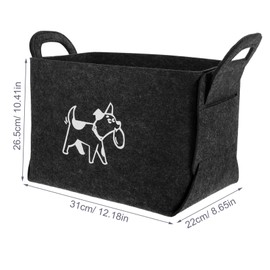CAXUSD Felt Toy Storage Box for Pets Dual Handle Organizer for Dog and Cat Toys Sturdy and Lightweight Storage Bag for Household Use Deep Grey
