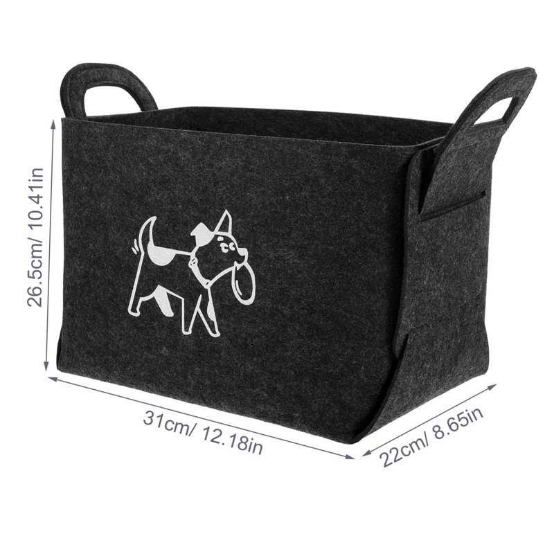 CAXUSD Felt Toy Storage Box for Pets Dual Handle Organizer
