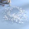 Edary Bridal Crystal Wedding Hair Vine Silver Headband Pearl Wedding