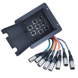 Advance MCS Electronics Pro Audio Recessed Stage in Floor Pocket Box Black with Prewired Connections (8-XLR Female)