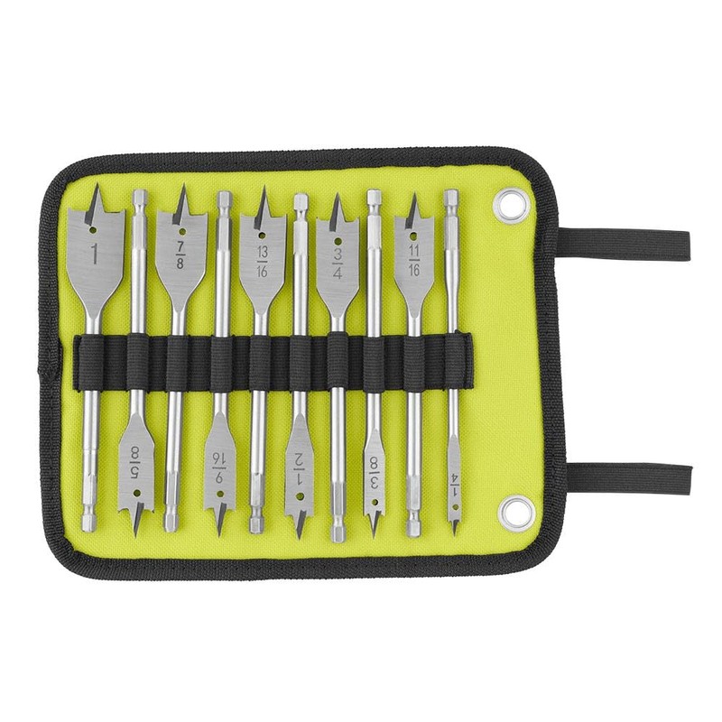 RYOBI 10 PC. Wood Spade Bit Set with Carry Case