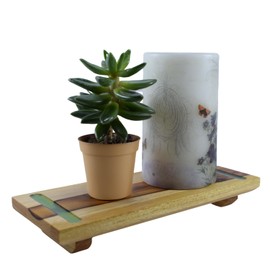 Teak Wood - Bathroom Tray for Soap and Lotion - Bathroom Organizers and Storage - Kitchen Counter Riser Tray - Wood Tray - soap Stand - Wood Pedestal Stand - Riser Trays (Green)