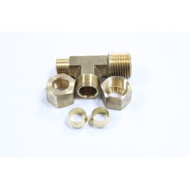 'Brass Fittings OUTER DIAMETER 3/8 "x Outer Diameter 3/8" x 3/8 NPT MALE THREAD T Piece with Single-Sided Assen Thread NPT Compression Fitting (Pack of 5)