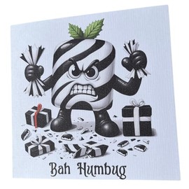Funny Bah Humbug Christmas Card, 300gsm Linen Textured Cardstock, White Envelope