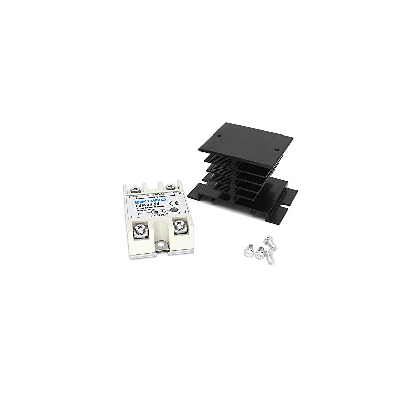 Inkbird 40DA Solid State Relay and Black Heat Sink for