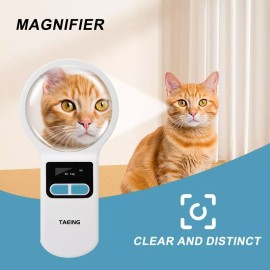 Yanzeo RFID Pet Tag ID Scanner Animal FDX-B Microchip Reader w/ Magnifier+UV Flashlight
