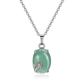 Jovivi Green Aventurine Crystal Necklace for Women,Natural Stone Healing Flower Wrapped Gemstone Pendant Necklace Jewellery Gifts For Her Mum Christmas Birthday