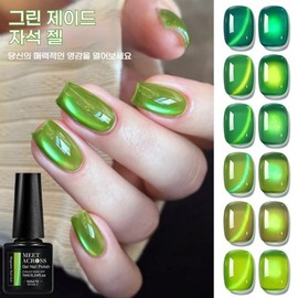 Magnetic Gel Nail Polish Green Jade Color Soak Off UVLED for Nail Shop and DIY / 네일 샵 및 DIY용 자석 젤 네일 폴리쉬 그린 제이드 색상 소크 오프 UVLED