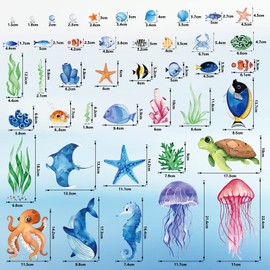 Luminous Stars Children's Room Sea Animals Wall Sticker Luminous Fluorescent Wall Sticker Sea World Luminous Sticker for Children Bedroom Bathroom Decoration