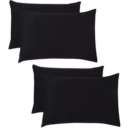 Kinfolk Textile Pillow Cases 4 Pack Egyptian Cotton 200 Thread Count (Black)