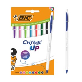 BIC Cristal Up Wide Tip Ballpoint Pen (1.2mm) with Two Tone Body, Classic and Fun Colours, Pack of 8