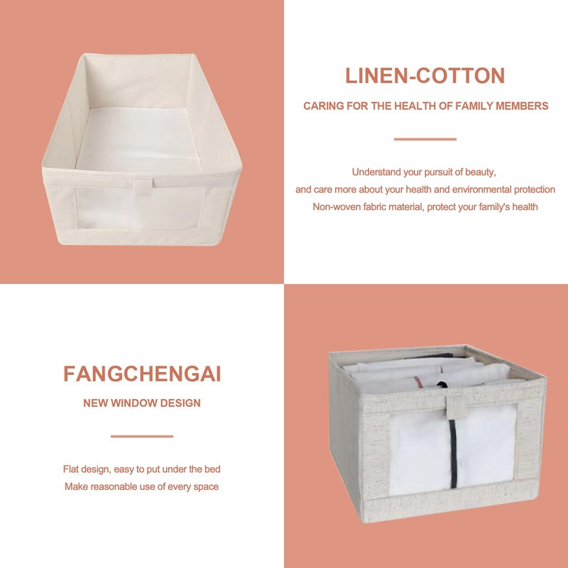 Vbvbip Cotton Linen Drawer Organizer Bins Set of 2 -