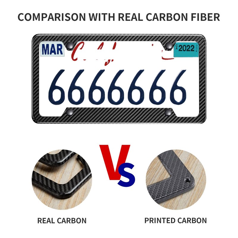 Real Carbon Fiber License Plate Frame, High Gloss Finish License