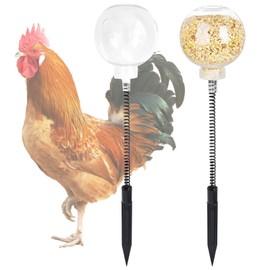 2-Pack Chicken Feeder, Chicken Toys for Hens with Spring and Ground Stake, Chicken Coop Accessories for Pecking and Foraging, Suitable for Hens, Ducks, Parrots