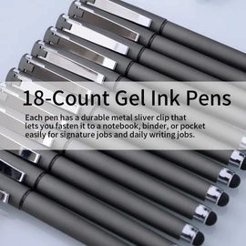 Lin.Pen 1.0mm Black Gel Pens, 2-in-1 stylus gel pen, Gel Ink Rollerball Pens for Office, Black gel ink(18 Pack-Gun ash)