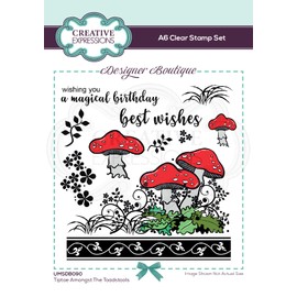 Creative Expressions Designer Boutique-Woodland Walk Collection-Tiptoe Amongst The Toadstools-Clear Stamp, A6 size set