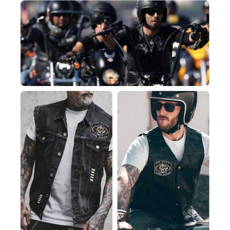 Skull No Club Lone Rider Biker Patch Sew on or