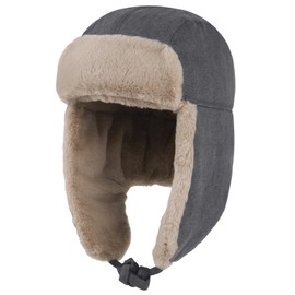 Connectyle Mens Trooper Trapper Hat with Ear Flaps Winter Russian Warm Hat Cold Weather Hat Black