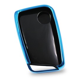 Car Key Case for 3-Button Car Key TPU Protective Case Chrome High Gloss Key Cover Car Accessories VD (Chrome Blue)