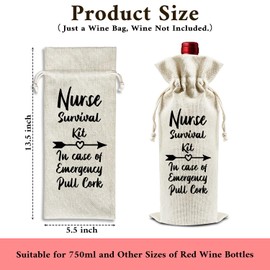 DOIUCRO Nurse Survival Kit - Gifts for Nurse Wine Bags, 1 PC Reusable Drawstring Burlap Wine Bottle Bags, Appreciation Gifts for Women Ladies, Wine Gift Bag Wine Accessories -51
