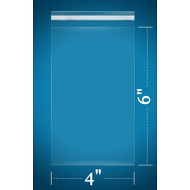 100 Count - 4" x 6" Self Seal Clear Cello Cellophane Resealable Plastic Poly Bags for Photo, Jewelry, Bakery, Treats, Party Favors