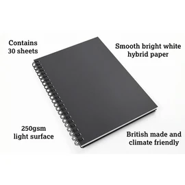 Artgecko Freestyle Sketchbook A4 Portrait - 60 Pages (30 Sheets) 250gsm Smooth Bright White Hybrid Paper