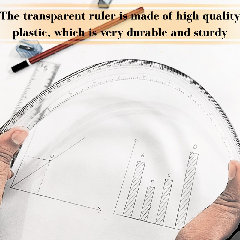 Pack of 2 Plastic Ruler Straight Ruler Plastic Measuring Tool