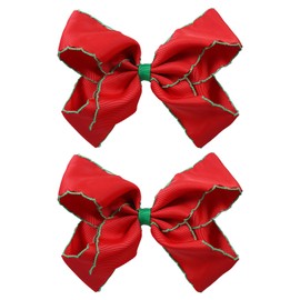 2pcs 5.5" Hair Bows for Girls Solid Stain Grosgrain Ribbon Alligator Clips Barrettes Hair Pins Big Handmade Hair Decor Accessories for Teen Toddler Girls Kids Women Set Red