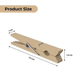 HOMESHOPA Wooden Clothes Pegs, 30 Pack Washing Line Cloth Clips, Rust and Moisture Resistant Laundry Pegs, Strong Grip Multipurpose Clips for Arts & Crafts, Clothespin for DIY, Photo Hanging, 7.5cm