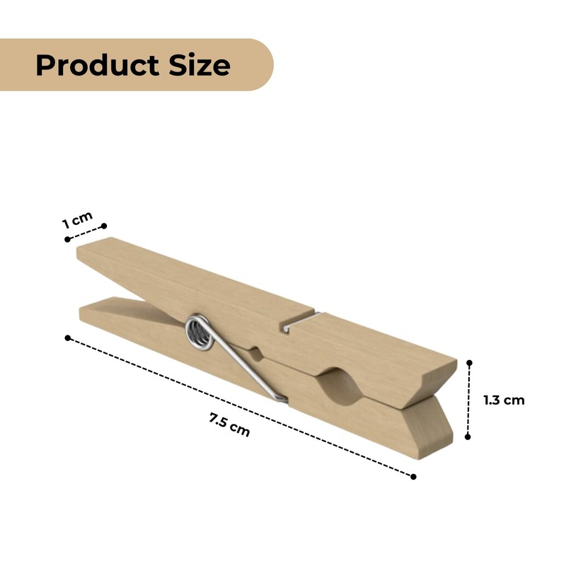 HOMESHOPA Wooden Clothes Pegs, 30 Pack Washing Line Cloth Clips,
