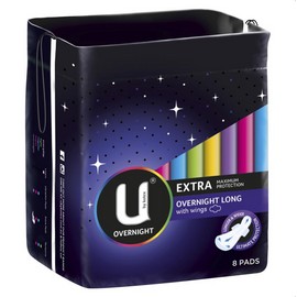 Kotex U by Kotex Maxi Pad Overnight Long Wing 8 Pack