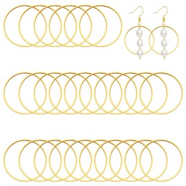 60pcs Round Beading Hoop 35mm Earring Hoops Earrings Beading Hoop Earring Circle Connectors Open Bezel Pendant Frame Earring Finding for DIY Crafts Accessories Supplies Women Gifts(Gold)