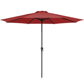 MEWAY 12ft Patio Umbrella Market Table Umbrella with Crank and 8 Sturdy Ribs Outdoor Umbrella for Deck,Garden,Pool and Backyard, Red