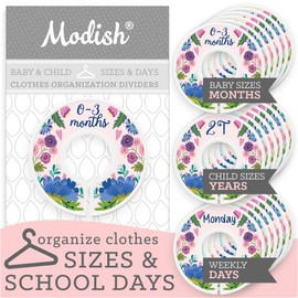 Nursery Organization Closet, Baby Clothes Hanging Size Dividers: Months & Years Sets, Girl Boho Floral Décor Pink Mint Yellow, Useful Nursery Organizer and Storage Baby Shower Registry Necessities