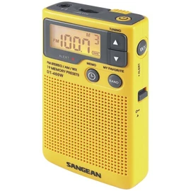 Sangean DT-400W Weather Alert Pocket Radio, AM/FM, Yellow