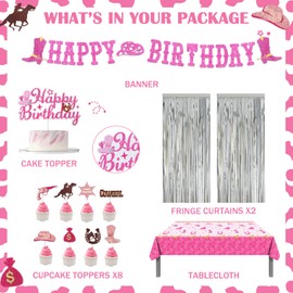 Party Inspo - Decoraciones de fiesta de discoteca vaquera, decoraciones de cumpleaños rosadas, decoración de fiesta de cumpleaños con temática de rodeo de caballo occidental, cortina con flecos,