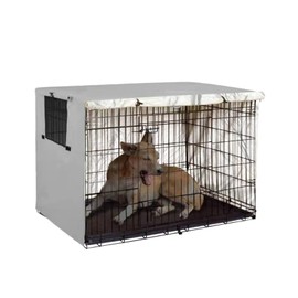 Dog Cage Cover, Cover for Dog Cages, Durable, Waterproof, Windproof Dog Crate Cover with Double Door, for Indoor and Outdoor Use (Grey L)