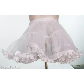 Aunt B's Attic Crinoline Petticoat Slip 2 Layer Soft White Tulle W/  Pleated Satin Trim Slip OS
