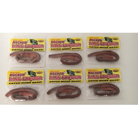 Stopper Magnum Natural K&E Worms for Fishing Bass Licorice Scented Worms 6 Pack Bundle