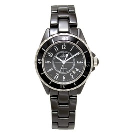 Technos Date Ceramic T9B82TB Men's Watch, Black, Black, Bracelet Type