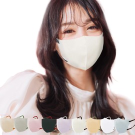 [一木良品] マスク20枚【先.行SSS級柔らか不織布へ改良・息しやすい3層薄型】【乾燥肌・敏感肌用マスク】10枚×2パック 3Dマスク 立体マスク【適格請求書発行事業者】不織布 血色マスク 不織布マスク カラー マスク 立体 くちばし 使い捨て 小顔マスク バイカラー チークマスク 耳が痛くならない 花粉・ウィルス・ほこり99.9％カット (アイボリー)