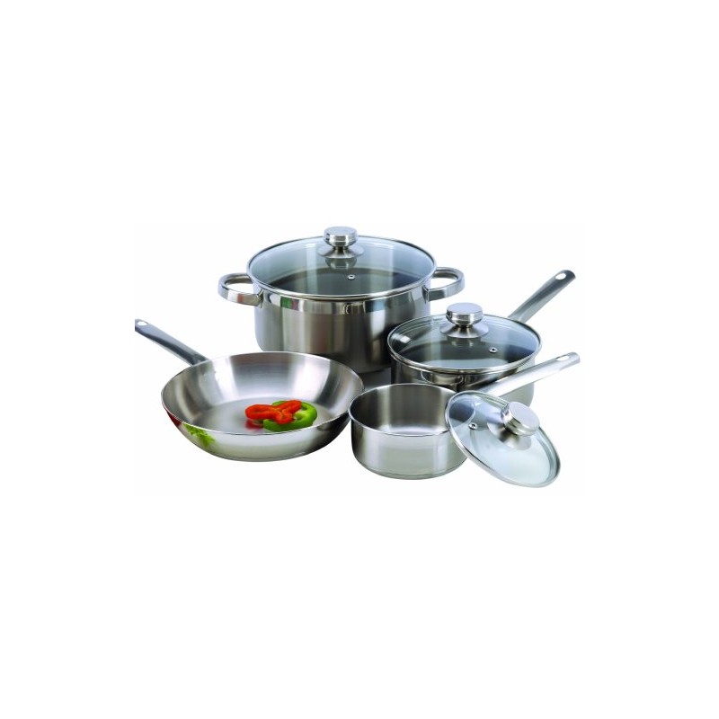 ExcelSteel 503 7Piece 18/10 Stainless Steel Cookware with Encapsulated Base,