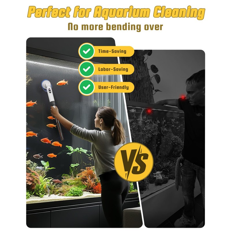 fishkeeper 8-in-1 Electric Aquarium Cleaning Brush - IPX9 Waterproof, LED